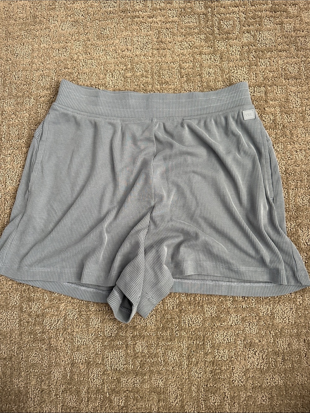 Light Gray Blue Ribbed Shorts